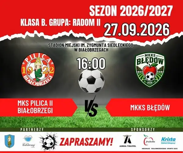 MKS Pilica II Białobrzegi zagra z MKKS Błędów w niedzielę 27 września