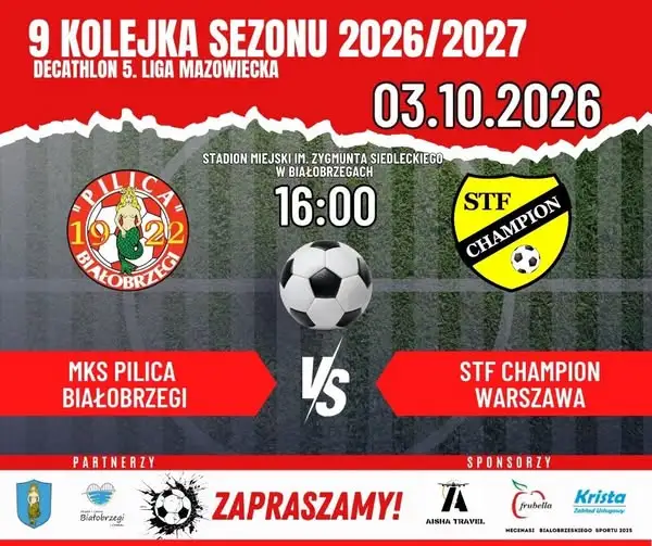 Pilica Białobrzegi zagra u siebie ze STF Champion Warszawa