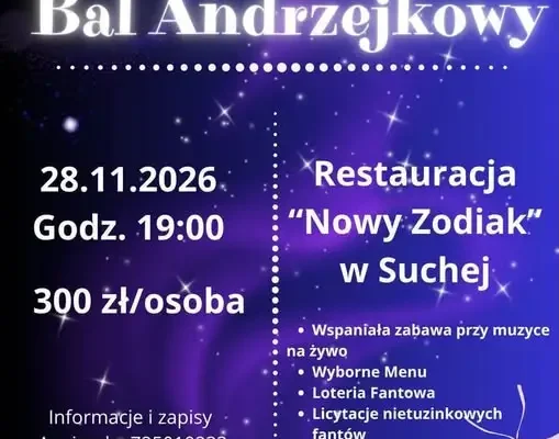 Bal Andrzejkowy w Suchej – Rada Rodziców PSP nr 1 w Białobrzegach zaprasza