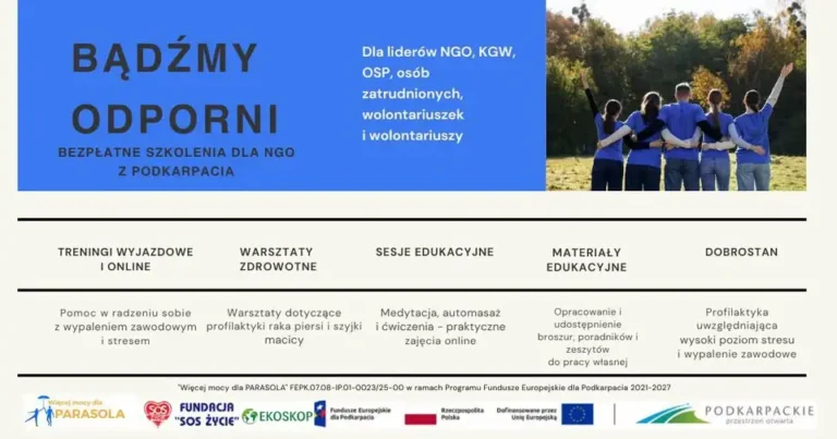 Bezpłatne szkolenia „Bądźmy Odporni” – zdrowie, stres i wsparcie dla NGO, OSP i KGW