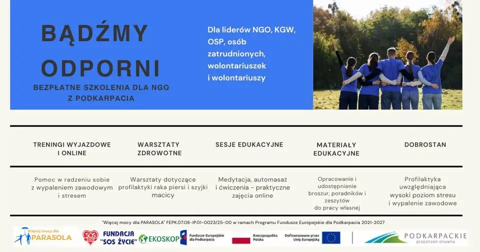 Bezpłatne szkolenia „Bądźmy Odporni” – zdrowie, stres i wsparcie dla NGO, OSP i KGW
