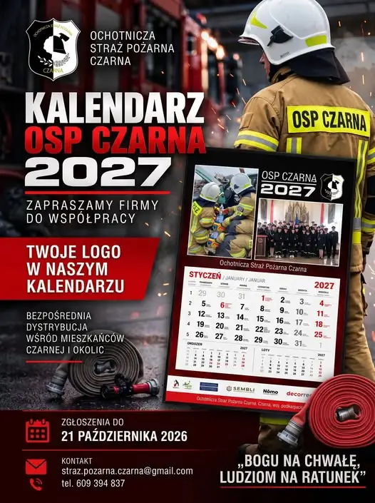 OSP Czarna szuka sponsorów kalendarza na 2027 rok – jubileusz 100-lecia