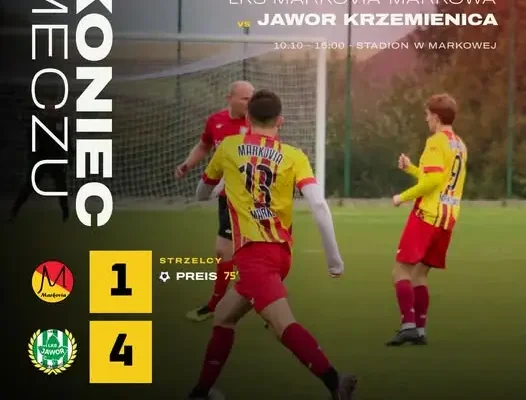 Markovia Markowa przegrywa u siebie z Jaworem Krzemienica 1:4