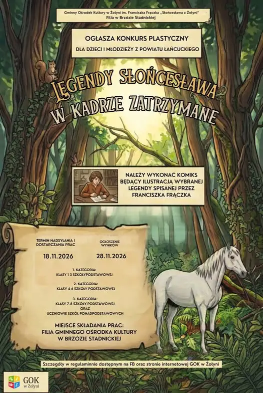 Powiatowy Konkurs Plastyczny „Legendy Słońcesława w kadrze zatrzymane” – zaproszenie dla młodych artystów