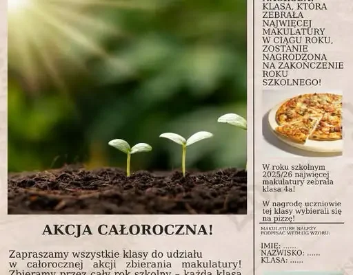 Szkoła ogłasza całoroczną zbiórkę makulatury – klasy rywalizują o nagrodę