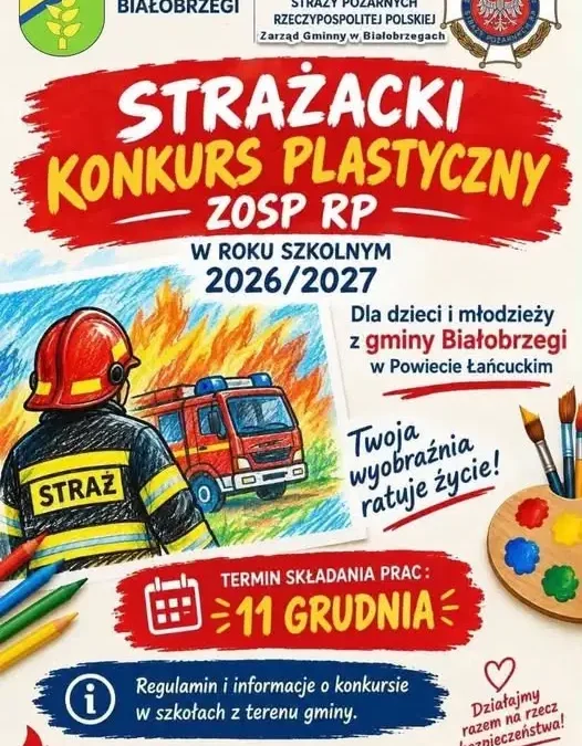Strażacki konkurs plastyczny 2026/2027 – gmina Białobrzegi zaprasza do udziału
