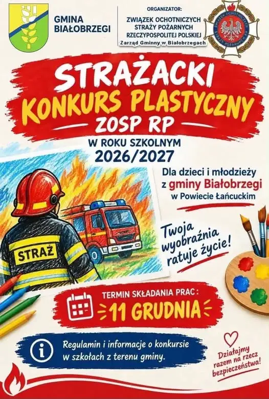 Strażacki konkurs plastyczny 2026/2027 – gmina Białobrzegi zaprasza do udziału