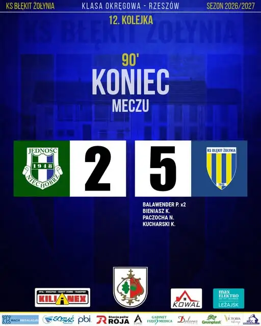 Błękit Żołynia wygrywa w Niechobrzu 5:2