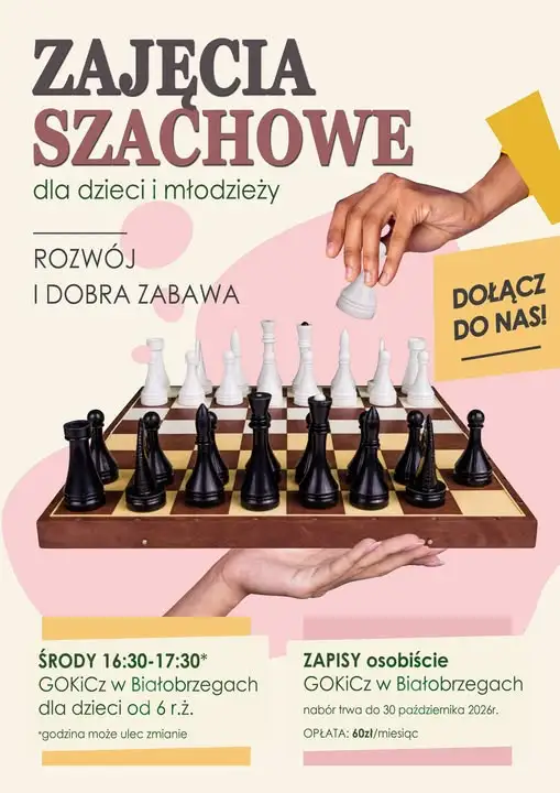 Szachy w Białobrzegach: GOKiCZ zaprasza dzieci i młodzież na cotygodniowe zajęcia