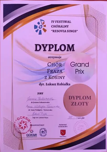 Złoty Dyplom i Grand Prix dla chóru z gminy Łańcut na festiwalu „Resovia Sings”