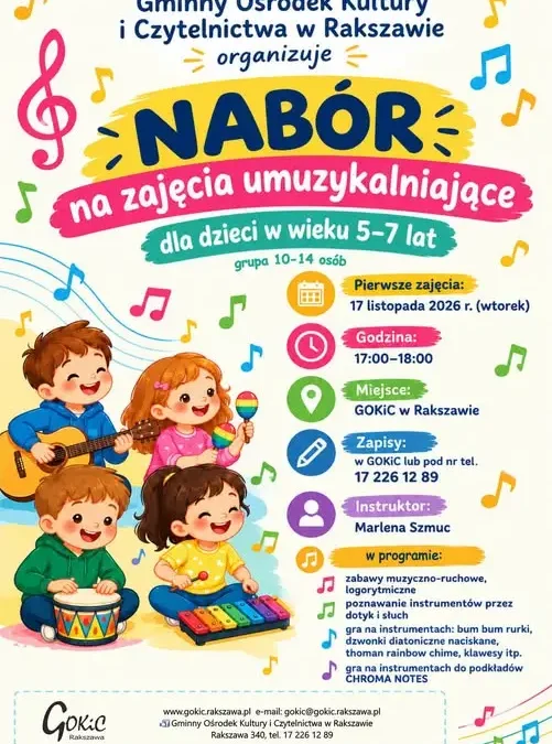 Muzyczne zajęcia dla dzieci w Rakszawie – zapisy trwają