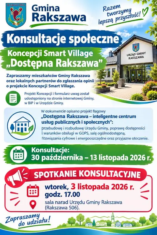 Rakszawa konsultuje koncepcję Smart Village – mieszkańcy mogą zgłaszać uwagi